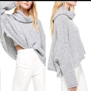 Free People Soft Gray Cowl Neck Sweater